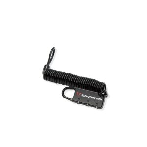 Motorradtaschen-Kabelschloss Mit Zahlencode. Kabel aufspiralisiert.