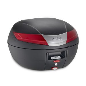 V40 Topcase schwarz mit roten Reflektoren