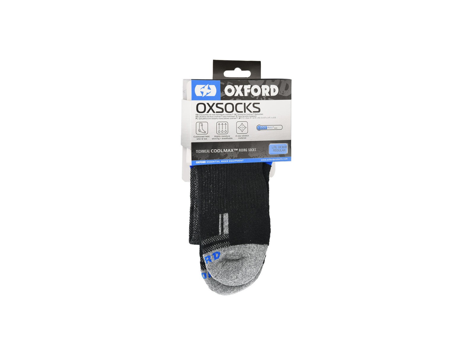 SOCKEN OXFORD COOLMAX, L, schwarz/ grau